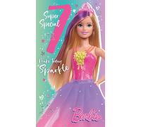 Danilo Promotions Limited Carte d'anniversaire Barbie 7 ans, carte d'anniversaire officielle Barbie 7 ans, multicolore, 22,9 x 12,7 cm
