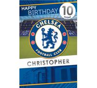 Danilo Promotions Limited Carte d'anniversaire Chelsea FC personnalisable, carte de vœux Chelsea FC, n'importe quel nom, cartes d'anniversaire Chelsea FC, 22,9 x 15,2 cm