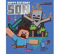 Danilo Promotions Limited Carte d'anniversaire pour fils, carte d'anniversaire Minecraft pour fils, carte d'anniversaire pour lui, carte d'anniversaire Minecraft, multicolore, 210 x 290 mm