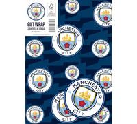 DANILO PROMOTIONS LIMITED Manchester City FC Lot de 2 feuilles de papier cadeau 2 étiquettes Motif Manchester City Football