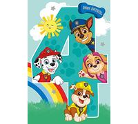Danilo Promotions LTD Carte d'anniversaire 4 ans, carte d'anniversaire pour 4e anniversaire, carte d'anniversaire Pat' Patrouille, carte officielle Paw Patrol