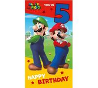 Danilo Promotions LTD Carte d'anniversaire pour 5e anniversaire, carte d'anniversaire pour 5e anniversaire, carte Super Mario pour 5e anniversaire, carte d'anniversaire pour Super Mario