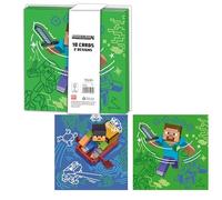 Danilo Promotions LTD Minecraft Lot de 10 cartes d'invitation pour fête d'anniversaire, cartes de remerciement 2 motifs