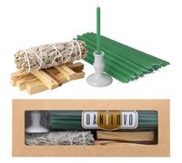 Danilovo Coffret d’Encens : 5 Bâtons d’Encens Palo Santo, 1 Sauge Blanche, 50 Bougies en Cire d’Abeille et 1 Bougeoir - Idéal pour la Méditation, la Purification des Pièces et l’Aromathérapie