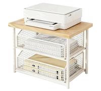 DANNMPX Support Imprimante Support D'imprimante avec Double Tiroir, Étagère De Rangement for Bureaux pour Bureau(White-b)