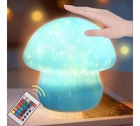 Danolt Veilleuse champignon 16 couleurs avec télécommande, lampe champignon à intensité variable et rechargeable