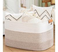 danpinera Panier de Rangement Rectangulaire pour Couvertures, Grand Panier de Plafond pour le Salon, 72L, Grand Rangement Tissé pour L'organisation des Jouets et le Linge, Dégradé de Marron
