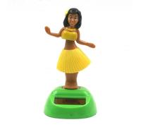 Danseuse Hawaïenne tenue Jaune - Figurine Mobile Solaire