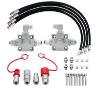 DANWIWEE Kit vanne hydraulique 3 voies pour mini-pelle 1-2 t, M14, 80 cm | Kit de montage complet, 2 coupleurs rapides universels, raccords étanches, conception renforcée, pose sans outil spécial