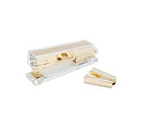 Dany Marcus Kit agrafeuse + extracteur d'agrafes en acrylique transparent avec doré, pour agrafes 24/6 + extracteur d'agrafes de bureau - Accessoires de bureau modernes