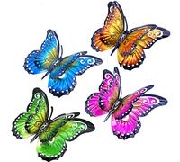 Daogtc Lot de 4 papillons décoratifs muraux en métal - 16,5 cm double ailes papillons décoration murale à suspendre pour décoration intérieure et extérieure