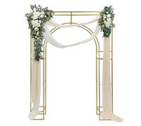 DAOHHFO Arche de mariage - Armature - 180 × 240 cm - En métal solide - Arche carrée - Pour mariages, anniversaires, anniversaires de mariage et toutes les fêtes - Doré