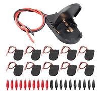 DAOKAI 10 pièces CR2032 Support de Pile 1 Cellule 3V Bouton Support de Pile Coin Cellule Support de Pile Interrupteur Marche-Arrêt Support de Pile 15cm Fil de Plomb pour Bricolage avec Pince Crocodile