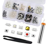 DAOKAI 10 Value Micro Switch Tactile Tact Push Button, Momentary Tact Assortiment Kit Commutateur de carte de composants électroniques (250 pièces) avec boîte en plastique pour télécommande de voiture