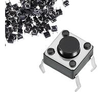 DAOKAI 100PCS Tactile Tact Push Button 4 Pins 6x6x4.3mm Vertical Momentary Switch Miniature Button Switch Noir Composants électroniques pour Panneau PCB