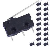 DAOKAI 20PCS Micro Interrupteur de Fin de Course Longue Droite Charnière Levier Bras 28MM 1NO 1NC 5A 125V/250V Commutateur de Contact Momentané pour Divers Équipements d'Automatisation Industrielle