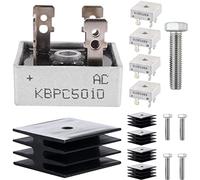 DAOKAI 5Pcs KBPC5010 Pont Redresseur Diode,50A 1000V Monophasé Diode Axial,Haute Puissance 1000V Pleine Onde Electronique Diode au Silicium Composants Electroniques avec Dissipateur de Chaleur,Vis