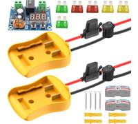 DAOKAI Adaptateur de roue de puissance,pour Dewalt 20V Battery Dock Power Connector,Kit de conversion de batterie,avec fusibles & interrupteur & terminaux de fil,fil 12AWG,pour DIY RC Car- 2pcs