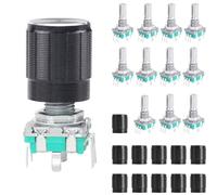 DAOKAI EC11 Encodeur Rotatif, Commutateur de Code d'Encodeur Rotatif à 360 degrés 20mm, Bouton Poussoir de Potentiomètre Numérique 5 Broches, avec Capuchon de Bouton pour Projets Électroniques - 12Pcs