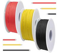 DAOKAI Fil électrique en PVC de calibre 20 300 V 20 AWG UL1007 Fils de cuivre étamé torsadé 3 couleurs (noir, rouge, jaune) 7 m par câble de raccordement pour imprimante 3D, modèle de voiture