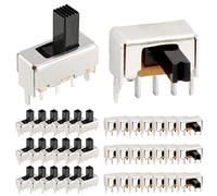 DAOKAI Lot de 20 interrupteurs à glissière verticaux à bouton haut SPDT 3 broches 2 positions 1P2T 5 mm SS12F44 & SK12D07 Micro Mini interrupteur à bascule à verrouillage pour jouet/bricolage