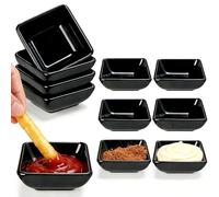 DAOOZHU Lot de 10 Bols à Sauce Noirs,Mini Coupelles Carrées Empilables 7,5 x 7,5 x 3 cm,Lavables en Lave-Vaisselle,pour Sauce Soja Sushi,Sauce Tomate,BBQ,Épices et Apéritifs