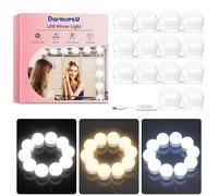 daphomeu Lumière de Miroir, 14 Ampoules Hollywood Kit de Lumière LED, Câbles parfaitement Cachés, 3 Couleurs et 10 Intensités, Lumière Miroir USB pour Coiffeuse Maquillage
