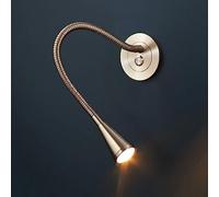 DARANCA Lampe de lecture murale à LED en nickel,Liseuse murale applique murale flexible à col de cygne avec interrupteur poussoir, lampe de lecture moderne for tête
