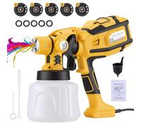 DARDVORLAG Système de pulvérisation de peinture murale - 850 W 32000 PRM 1400 ml HVLP - Pistolet à peinture - Pistolet de peinture murale - Avec 5 buses et 3 motifs - Pistolet à peinture pour murs