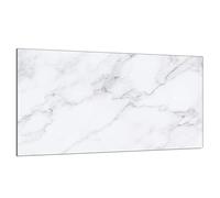DarHaus Cache-plaque en verre - 90 x 52 cm - pour cuisinières électriques ou à induction - Plaque de protection anti-éclaboussures, planche à découper décorative aspect, Marbre Blanc