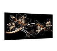 Plaque de recouvrement 90x52 pour cuisinière Vitrocéramiquefeld Couverture anti-éclaboussures Plaque en verre Deko Planche à découper, Orchidée Noir
