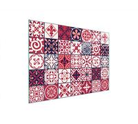 DarHaus Couvercle Plaque Cuisson Universel 40 x 30 cm | Céramique, Induction, Planche à découper en verre, Protection anti-éclaboussures, Mosaïque Rouge
