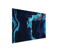 DarHaus Couvercle pour plaque de cuisson universelle en céramique, à induction, Planche à découper en verre 40 x 30 cm, protection anti-éclaboussures, plaque en verre, cuisine, Marbre Bleu