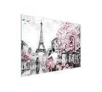 DarHaus Couvercle pour plaque de cuisson universelle en céramique, à induction, Planche à découper en verre 30 x 22 cm, protection anti-éclaboussures, plaque en verre, cuisine, Paris Rose