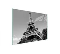 DarHaus Couvercle pour plaque de cuisson universelle en céramique, à induction, Planche à découper en verre 40 x 30 cm, protection anti-éclaboussures, plaque en verre, cuisine, Tour Eiffel Gris