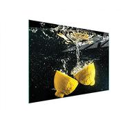 DarHaus Couvercle pour plaque de cuisson universelle en céramique, à induction, Planche à découper en verre 40 x 30 cm, protection anti-éclaboussures, plaque en verre, cuisine, Citron Noir
