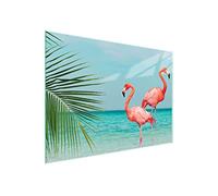 DarHaus Couvercle pour plaque de cuisson universelle en céramique, à induction, Planche à découper en verre 40 x 30 cm, protection anti-éclaboussures, plaque en verre, cuisine, Mer Flamant