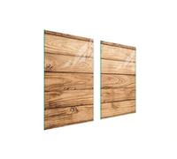 DarHaus Plaque de protection universelle pour plaque de cuisson 2 pièce 75 x 52cm Pour plaques de cuisson Protection contre les éclaboussures Planche a découper en verre trempé, Bois Brun