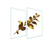 DarHaus Plaque de protection universelle pour plaque de cuisson 2x35x52cm Pour plaques de cuisson Protection contre les éclaboussures Planche a découper en verre trempé Décoration, Or Feuilles