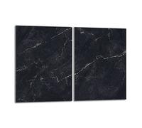 Set de plaques de recouvrement pour cuisinière 2x40x52 cm Couvercle pour plaque vitrocéramique, verre anti-projections, marbre noir