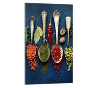 DarHaus Plaque de recouvrement, 30 x 52 cm, en verre, pour cuisinières électrique, à induction, convient comme décoration, protection anti-éclaboussures ou planche à découper, Ardoise Épices