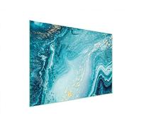 DarHaus Plaque de recouvrement, 70 x 52 cm, en verre, pour cuisinières électrique, à induction, convient comme décoration, protection anti-éclaboussures ou planche à découper, Marbre Turquoise