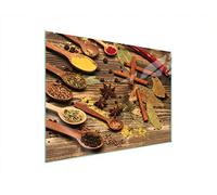 DarHaus Plaque de recouvrement, 70 x 52 cm, en verre | Pour cuisinières électrique, À induction, Décoration, Protection anti-éclaboussures ou planche à découper, Épices Bois