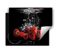 DarHaus Plaque de recouvrement pour cuisinière 80x52 cm Tapis antidérapant Enroulable, noir - fraises