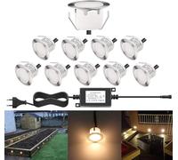 DarisingSun 10 KiT Spots LED Encastrable Extérieur IP67 Spots à Encastrer pour Terrasse Bois Plafond 1W DC12V lumière Blanc étanche Kit Mini Spot LED Lampe Extérieur Blanc Chaud