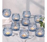 DARJEN Lot de 24 bougeoirs Ronds en Verre pour Bougie Chauffe-Plat, Texture Diamant pour Centre de Table de Mariage, fête et décoration d'intérieur