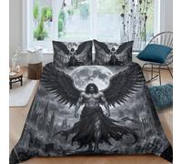 Dark Angel Lucifer Ruins Moon Housse de Couette 2 Pieces 3D, Bedroom Style