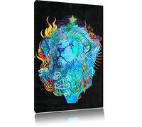 Dark Lion Feu image image de toile noire sur toile, énorme XXL Photos complètement encadrée avec civière, art impression sur murale avec cadre, moins cher que la peinture ou la peinture à l'huile, aucune affiche ou un poster taille: 80x60 cm