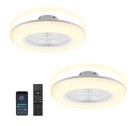 Daromigo 2 x Ventilateur de Plafond avec Lumière 55 cm, Plafonnier Ventilateur LED Dimmable avec Télécommande et App Bluetooth, 6 Vitesses, Minuterie, Fonction Été/Hiver, Chambre Salon, Noir