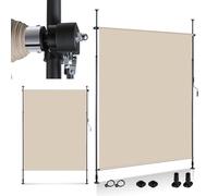 Daromigo Auvent à pince Senkrechtmarkise extérieur avec manivelle sans perçage, 150x305cm Store vertical, protection visuelle et pare-vent pour balcon pour jardin et terrasse, beige
